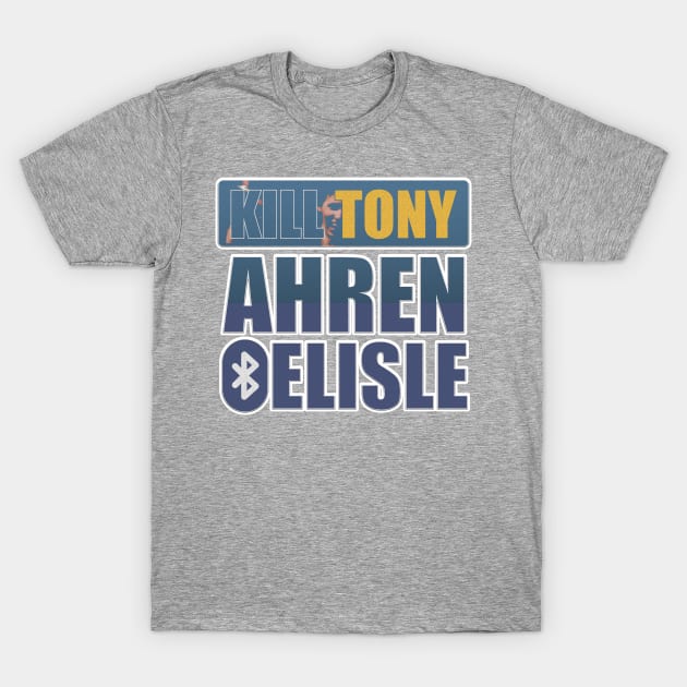 Ahren Belisle Kill Tony Inspired Design with Bluetooth Button T-Shirt by Ina